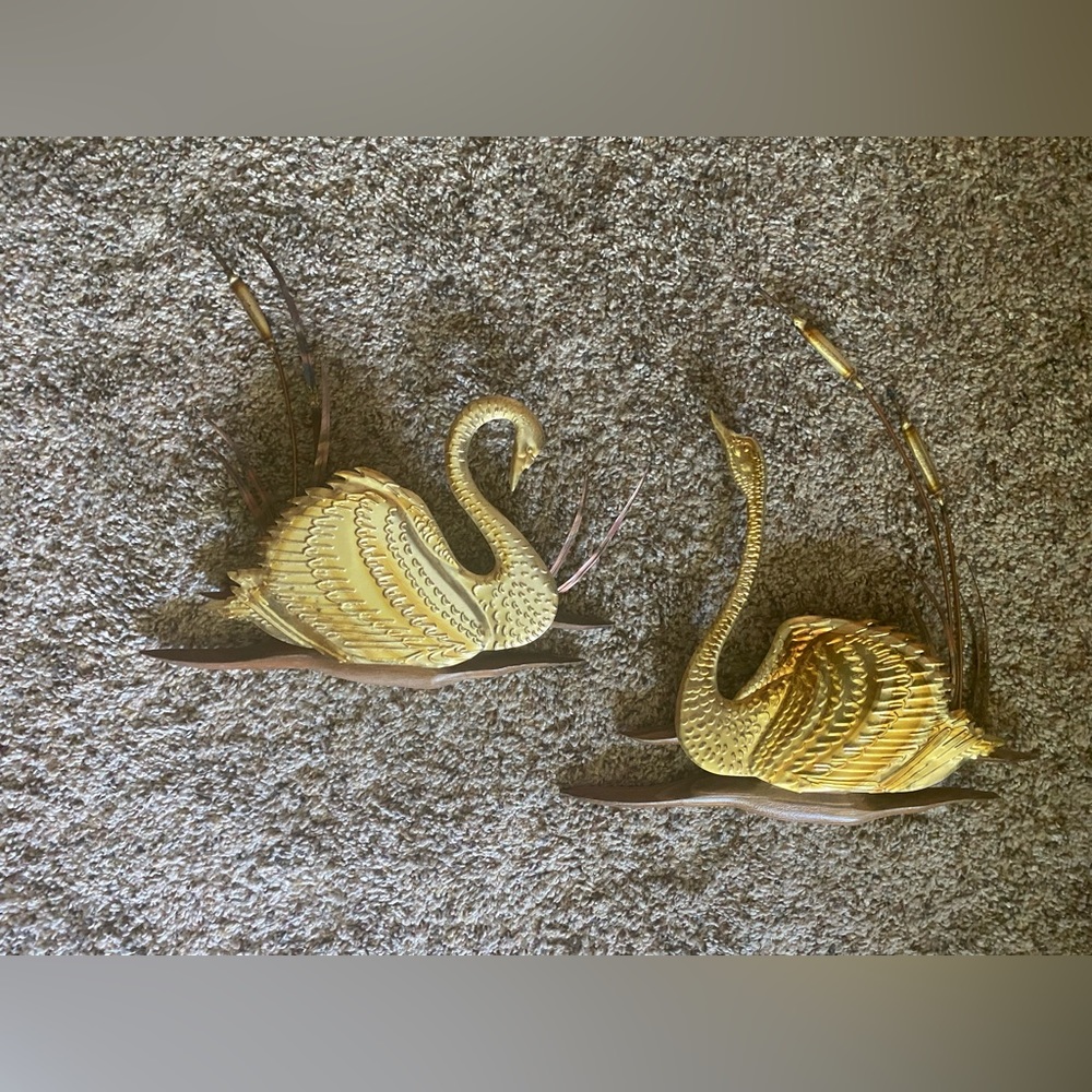 MCM brass swan set